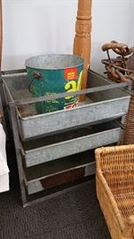 galvanized tin drawer bank
