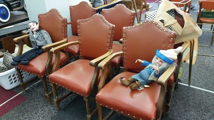set of 6 nailhead pub chairs in leatherette 
