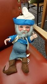 made in germany...electric , moving gnome - elf - about 2 feet tall.  one leg as is....works!