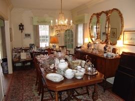 Dining room and large red Heriz rug