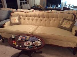 Nice old couch & oval glass top coffee table