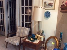 Nice Danish modern older arm chair, bubble glass old frame