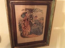 Lovely old framed ladies print