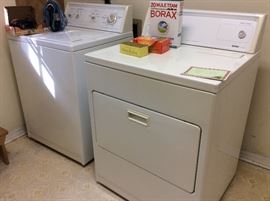 Washer & dryer, 2 irons,laundry cleaning products
