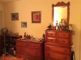 Maple Dresser & chest of drawers & mirror 