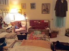 Vintage Fur, dress, linens, chest