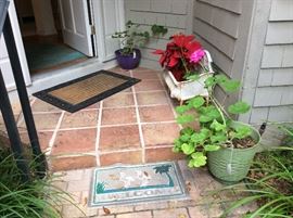 Front entry way with mats & plants