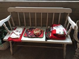 Bench with Christmas items