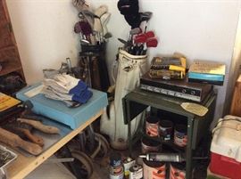 Golf clubs, miscellaneous garage