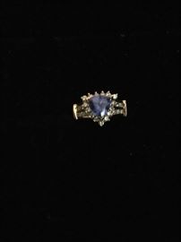 Trillion cut Tanzanite & Diamond ring $950.00