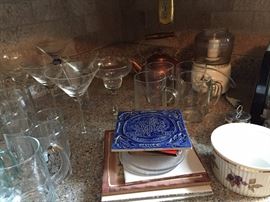 Martini glasses and trivets