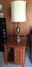End table and brass lamp