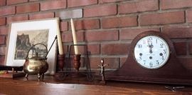 Mantel Clock, candle sticks and more
