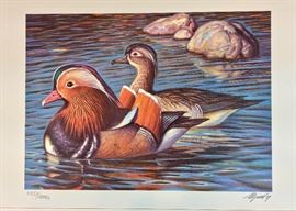 Signed/numbered/COA/stamps-1signed. Mandarin Ducks by Ivan Kozlov.
