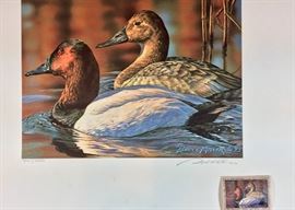 Signed/numbered print with signed stamp. Bruce Miller, 1993-1994 Federal Duck Stamp Program. 