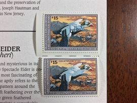 SPECTACLED EIDER. Signed/numbered print, 2 stamps, one is signed. Joseph Hautman, 1992-1993 Federal Duck stamp print. 