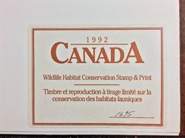 Signed/numbered print. 1992 Canada.