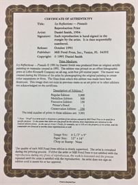 Signed/numbered/COA/signed stamp. 1991 Icy Reflection - Pintails by Daniel Smith.