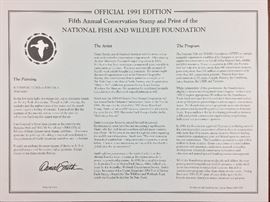 Signed/numbered/COA/signed stamp. 1991 Icy Reflection - Pintails by Daniel Smith.