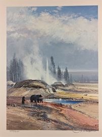 Signed/numbered/seal, The First Official National Park Stamp Print. 1988 Passing Showers - Yellowstone by Michael Coleman.
