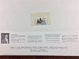 Signed/numbered/stamp. 1985 CA Waterfowl Stamp Print by Richard Wilson.