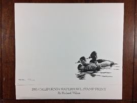 Signed/numbered/stamp. 1985 CA Waterfowl Stamp Print by Richard Wilson.