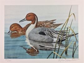 Signed/numbered/signed stamp. 1987 AL Duck Stamp and Print by Robert C. Knutson.