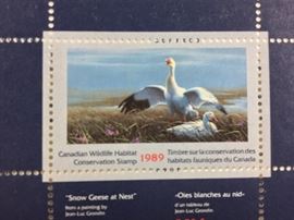 Signed/numbered/signed stamp. 1989 Wildlife Habitat Canada Conservation Stamp & Print. Artist: Jean -Luc Grondin.