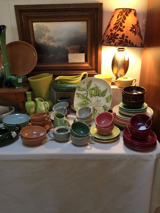 Vintage Bauer pottery and Russell Wright