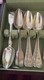 3 Different sets French 800/1000 Sterling Oversize heavy serving spoons.  Sold by each Pattern set. One set has 10 spoons.  
