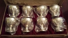 Sterling Sherberts in Box cased set.   Note all images from here to set 10 goblets are sterling items