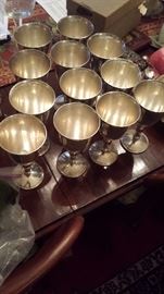 Set 10 Sterling Goblets  Please note all Sterling stored Offsite until sale.  It will be available in a separate room with an attendant, You must ask to see...