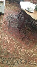 Breakfast room Saroulk or Heriz oriental rug  approx      9 X 12.8 inches. 
