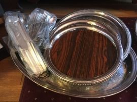 Serving trays, silverware