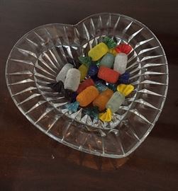 Crystal candy dish with glass candy