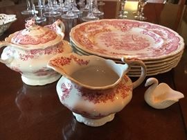 Sugar, cream and set of plates, vintage