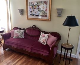 Vintage Victorian Cameo Style upholstered sofa