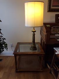 #56 (2) Basset glass top end tables $45 each 27x15