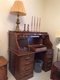 #21 Oak roll top desk $200 53x28x48