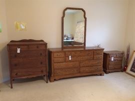 #13 Thomasville long dresser w/mirror $275 66x19x33
#15 (2) Thomasville bedside tables $175 ea. 27x16x26
#16 Antique chest of drawers $125 36x20x42