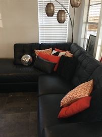Leather Sectional and disco ball