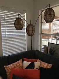 Floor Lamp and Assorted Throw Pillows
