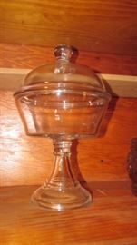 Covered pattern glass compote
