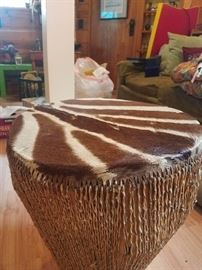 Zebra skin drum from Kenya, circa 1968