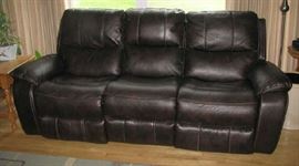 Electric reclining leather sofa