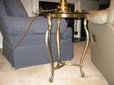 Round Glass and Brass Side Table