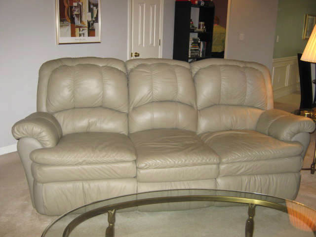 84" Medium-Gray Leather Sofa (from Haverty's)