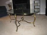 Oval Glass & Brass Coffee Table