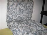 Patio Furniture Seat Cushions in Gray & Blue, Part of Patio Set--Umbrella Table & Four Chairs