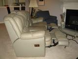 Leather Sofa with End Seats Extended for Leg Rests